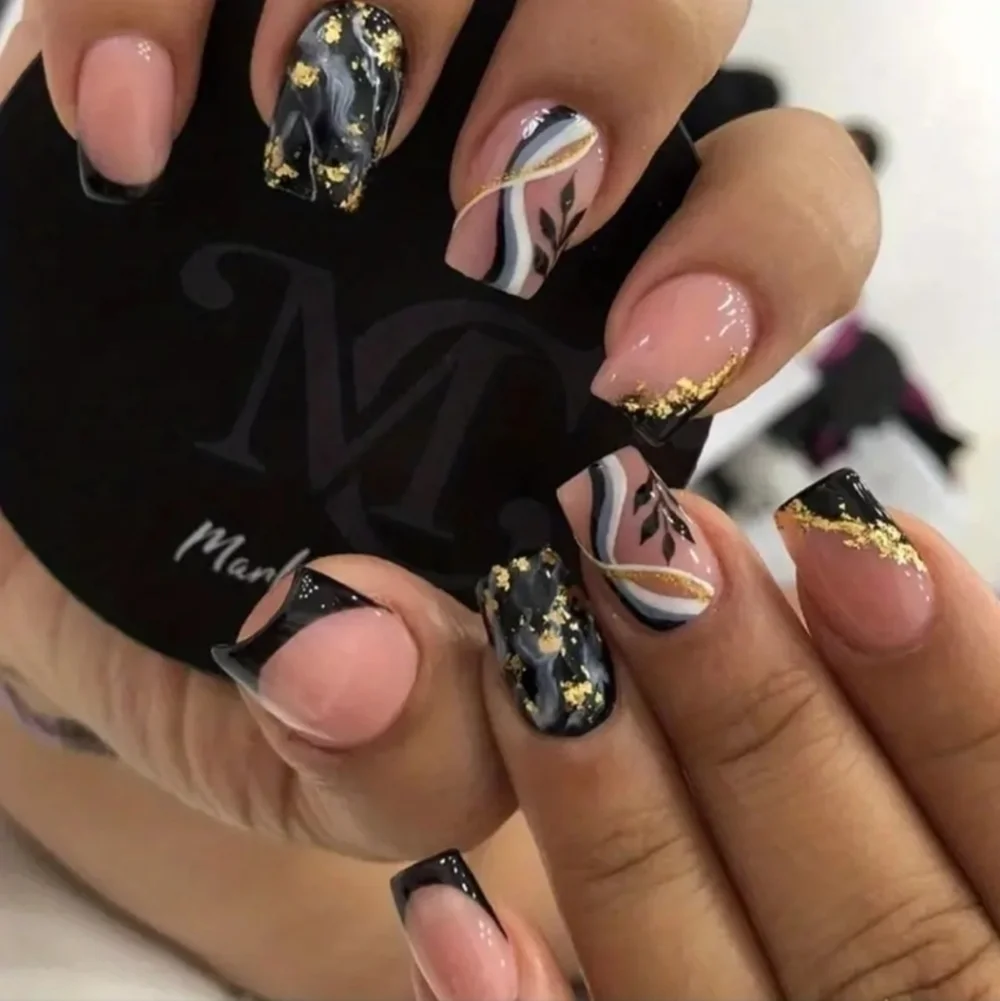 24 reusable square press on nails